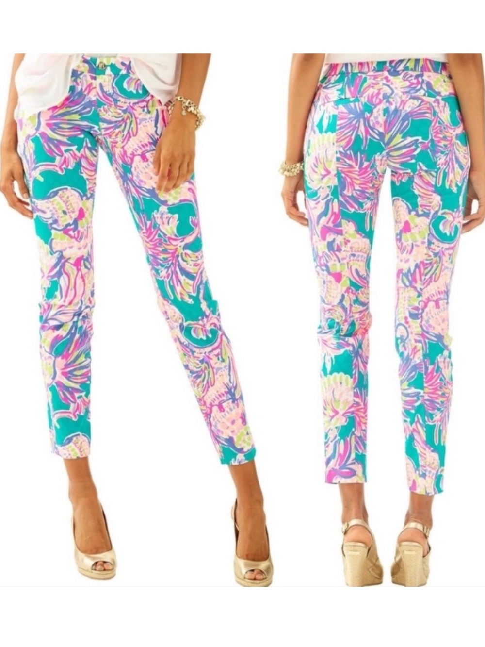 NWT Lilly Pulitzer Kelly Skinny Ankle Pant Agate Green Safari Sighted 00